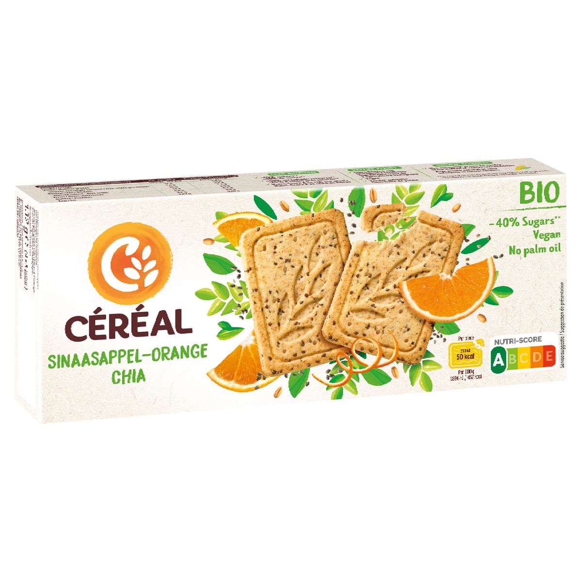 Céréal Bio Koekjes Sinaasappel & Chia 4 x 3 Stuks 132 g