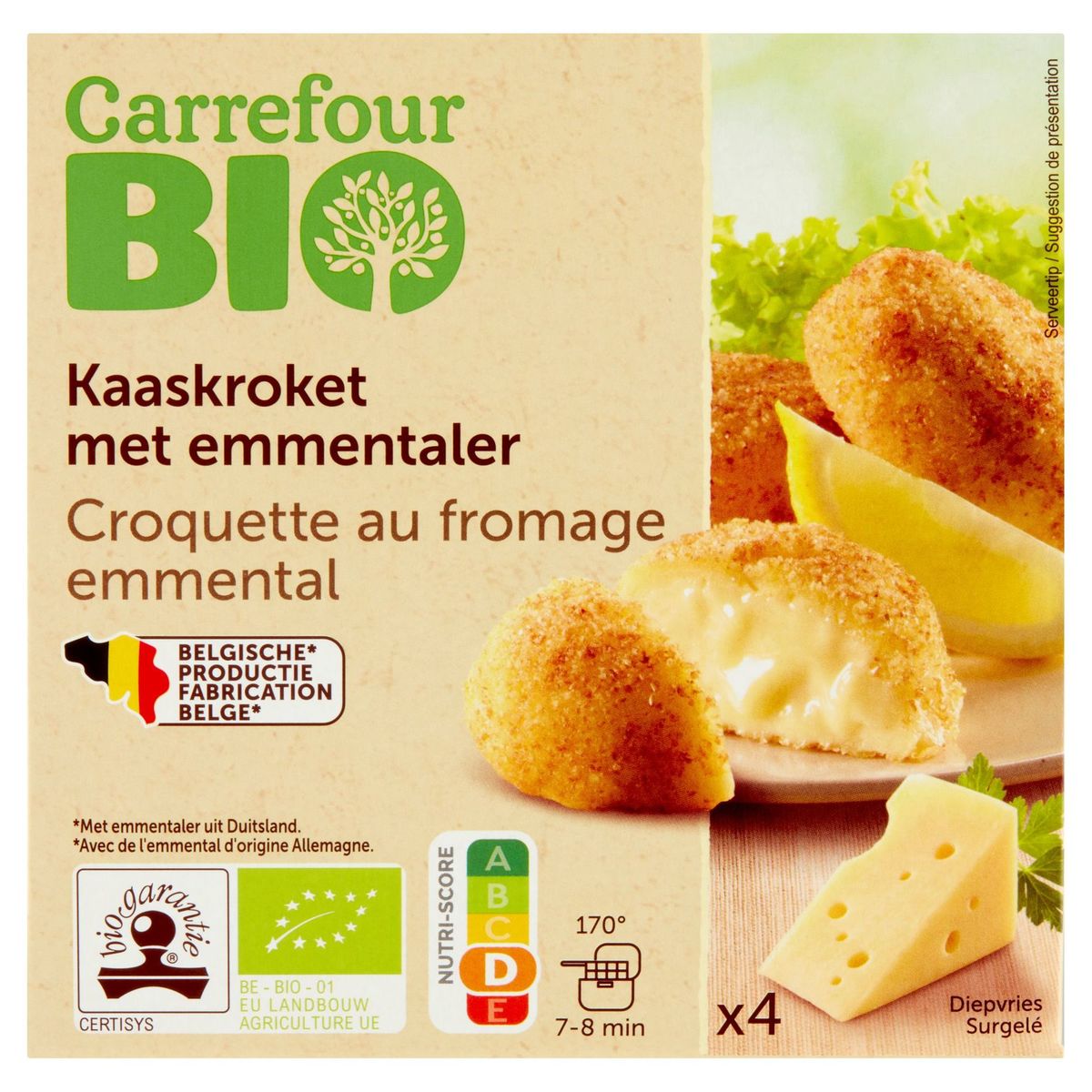 Carrefour Bio Kaaskroket met Emmentaler 4 Stuks 250 g