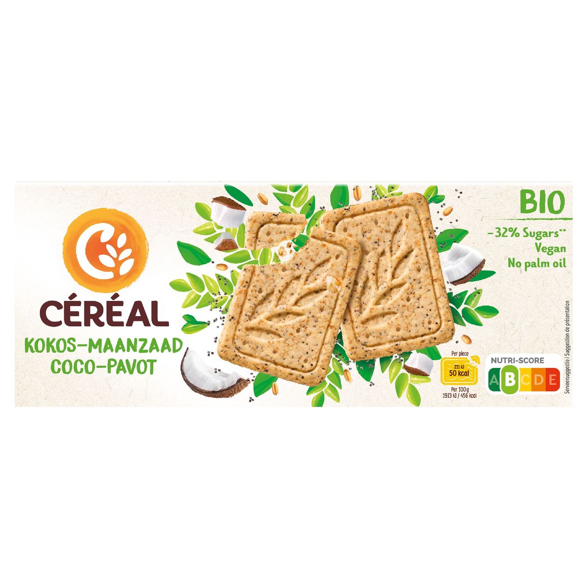 Céréal Bio Biscuits Coco-Pavot 4 x 3 Pièces 132 g