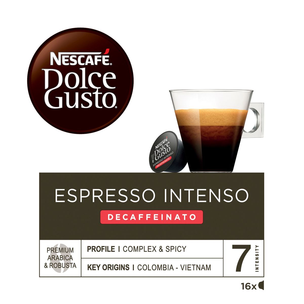 Nescafé Dolce Gusto Espresso Intenso Decaffeinato 16 Capsules 7 g