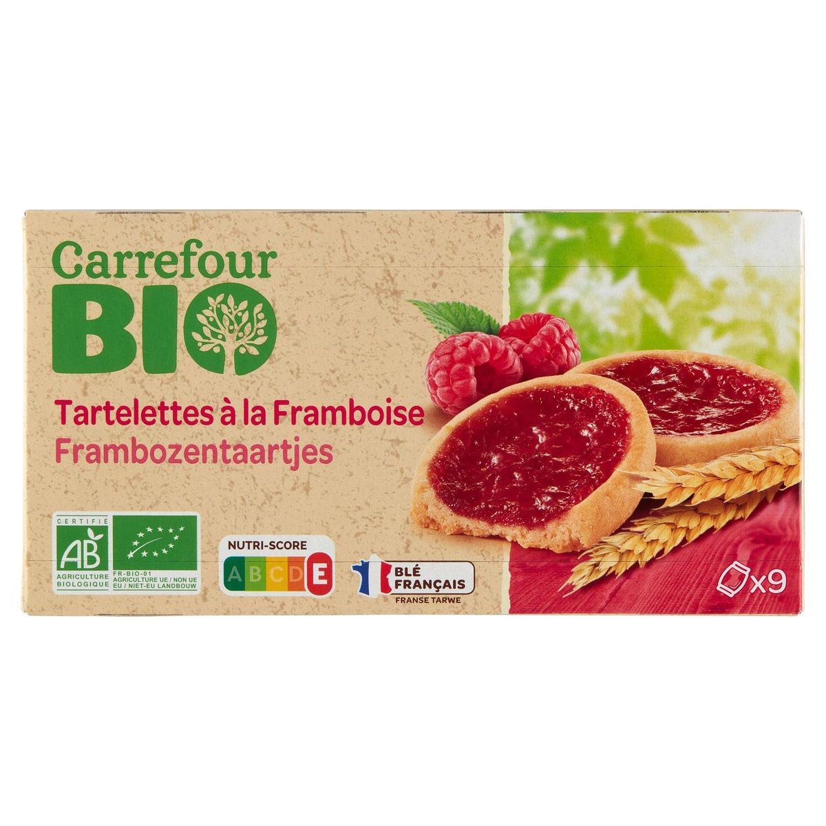 Carrefour Bio Tartelettes à la Framboise 9 Pièces 125 g