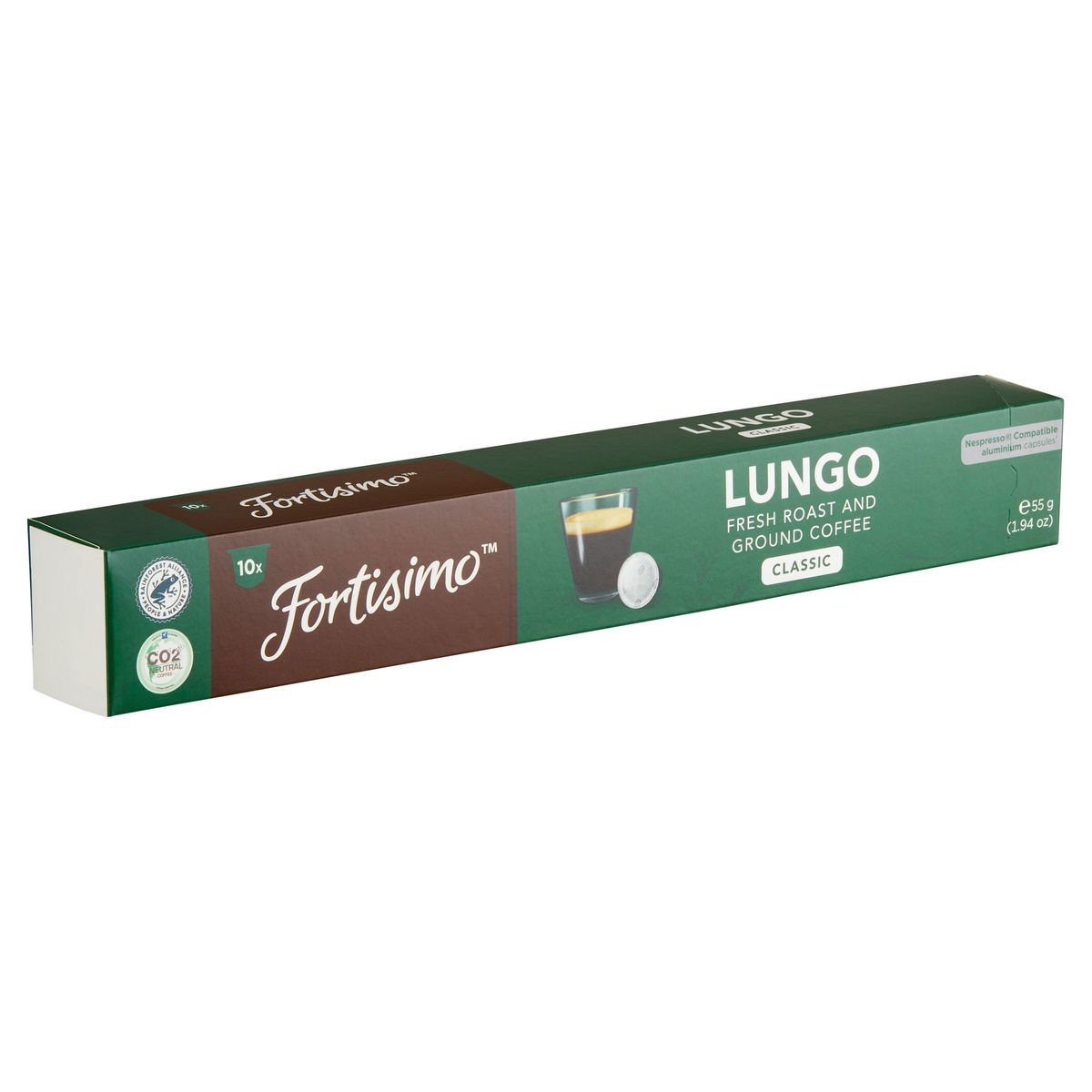Fortisimo LUNGO FRESH ROAST AND GROUND COFFEE CLASSIC 10 x 5.5 g capsules 55 g