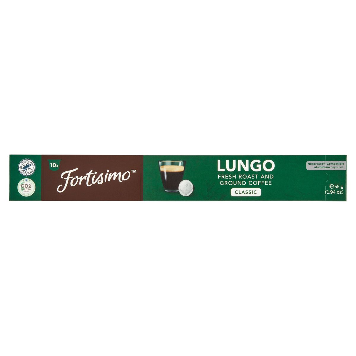 Fortisimo LUNGO FRESH ROAST AND GROUND COFFEE CLASSIC 10 x 5.5 g capsules 55 g