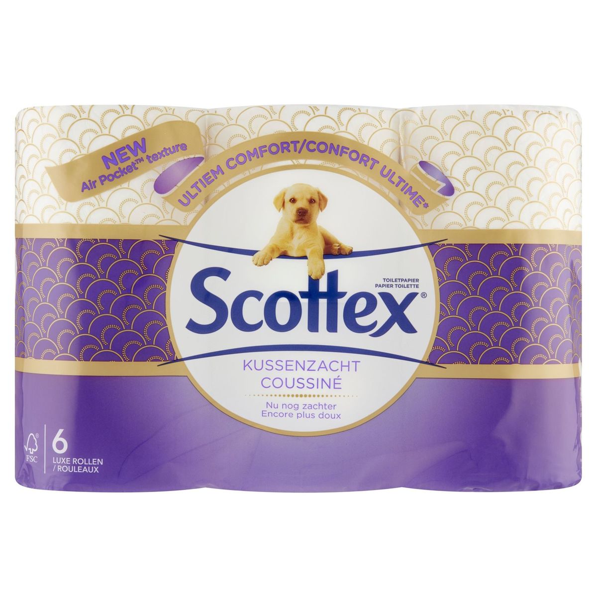 Scottex Papier Toilette Coussiné 6 Luxe Rouleaux