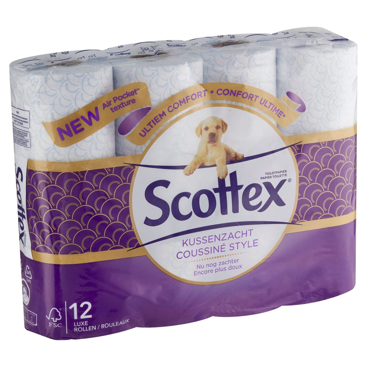Scottex Papier Toilette Coussiné Style 12 Rouleaux