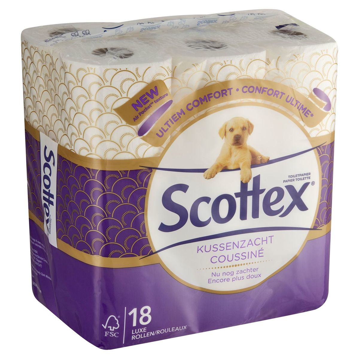 Scottex Papier Toilette Coussiné 18 Rouleaux