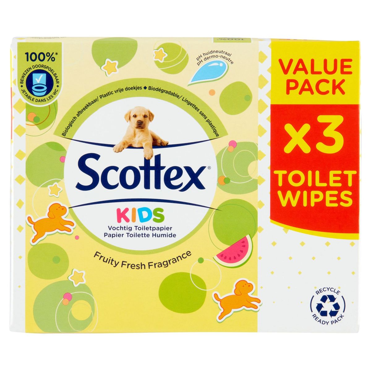 Scottex Kids Papier Toilette Humide Value Pack 3 x 42 Pièces