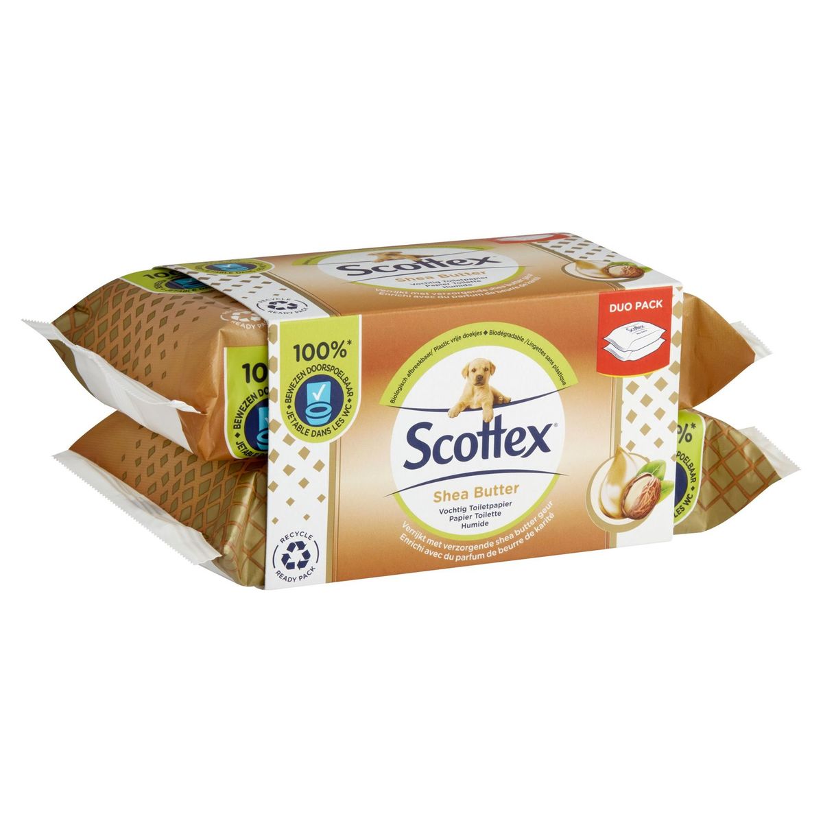 Scottex Shea Butter Papier Toilette Humide Duo Pack 2 x 42 Pièces