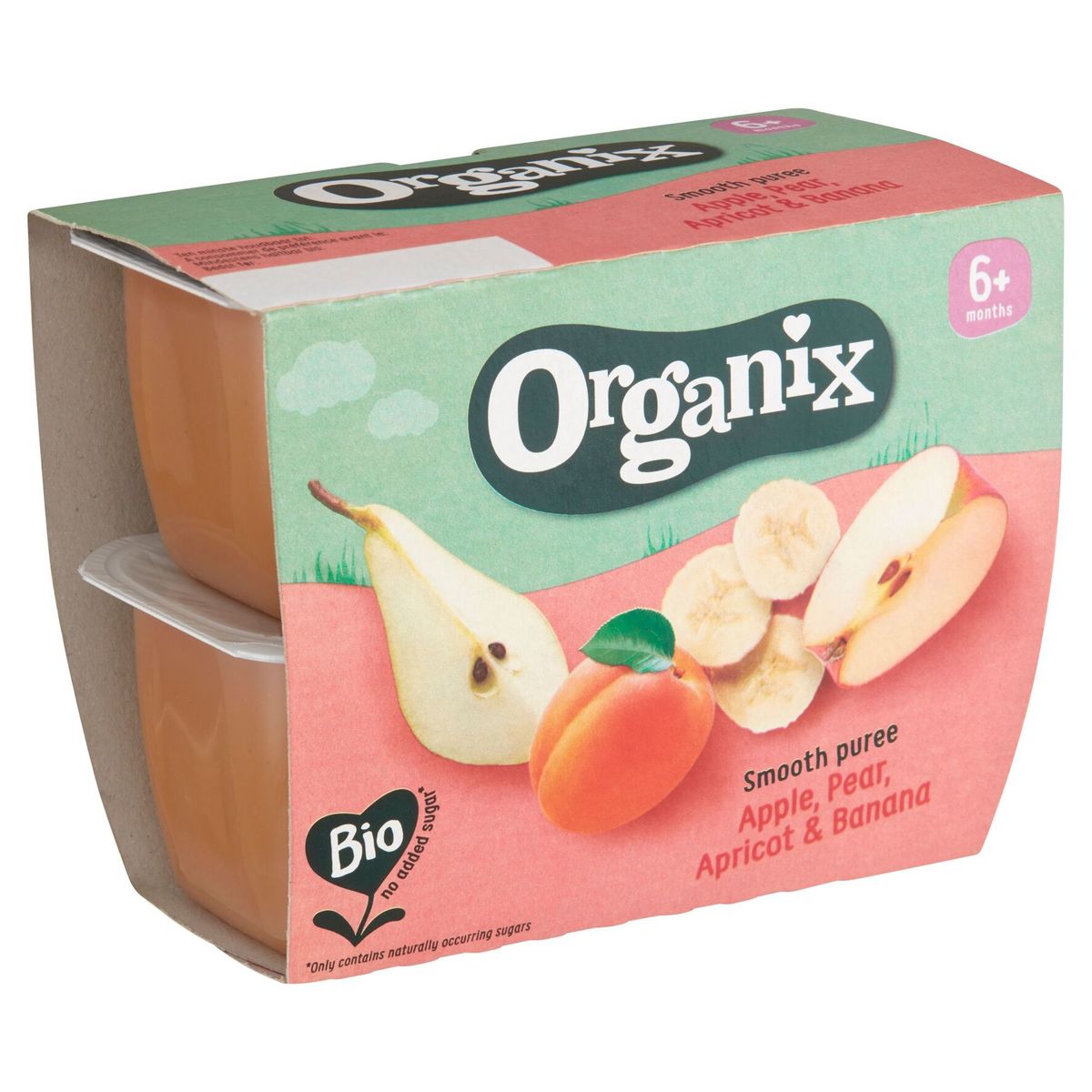 Organix Bio Smooth Puree Apple, Pear, Apricot & Banana 6M+ 4 x 100 g