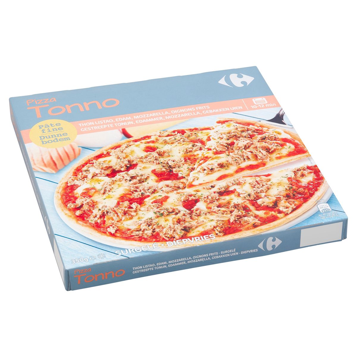 Carrefour Pizza Tonno Tonijn, Edammer, Mozzarella, Gebakken Uien 350 g