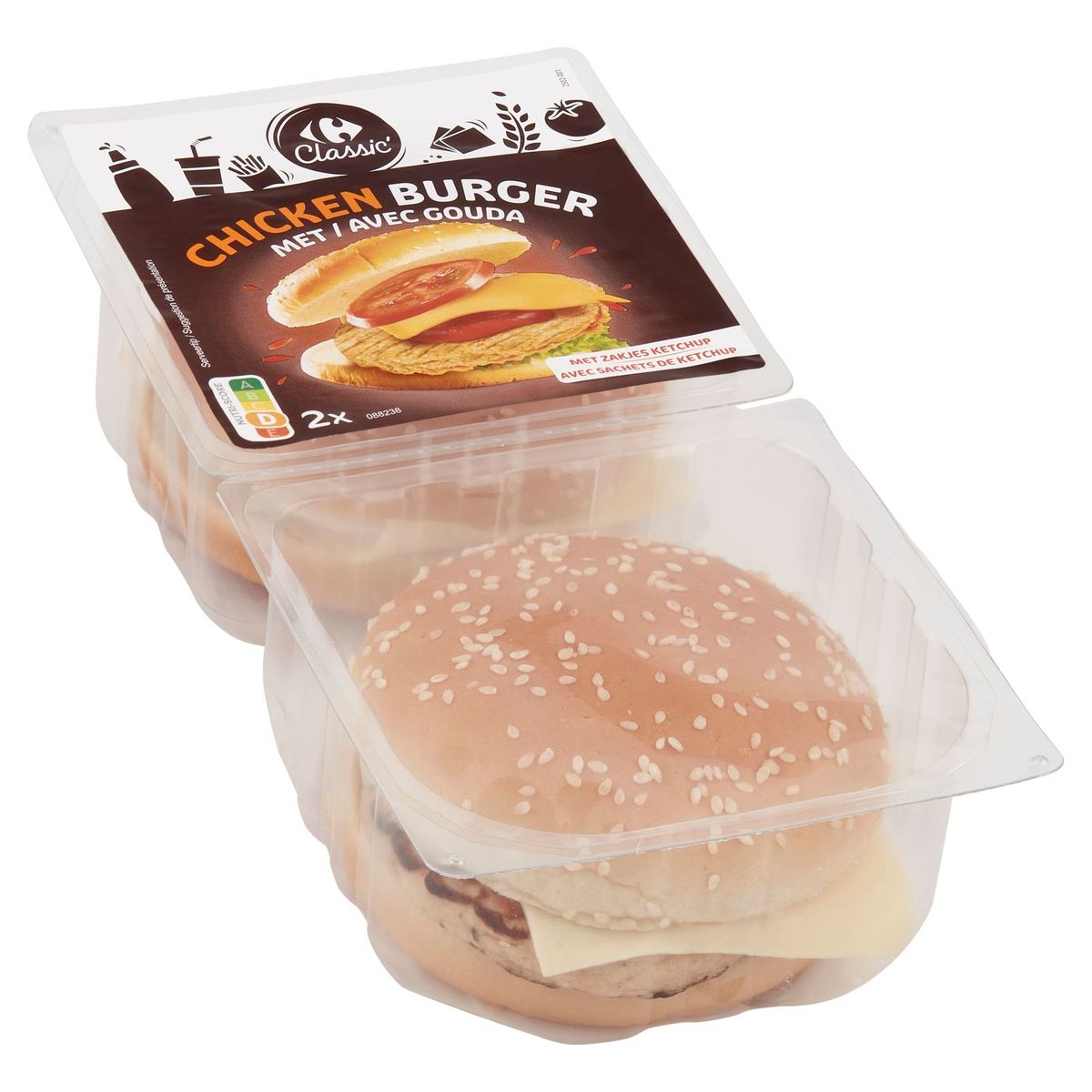 Carrefour Classic' Chicken Burger avec Gouda 2 Pièces 270 g