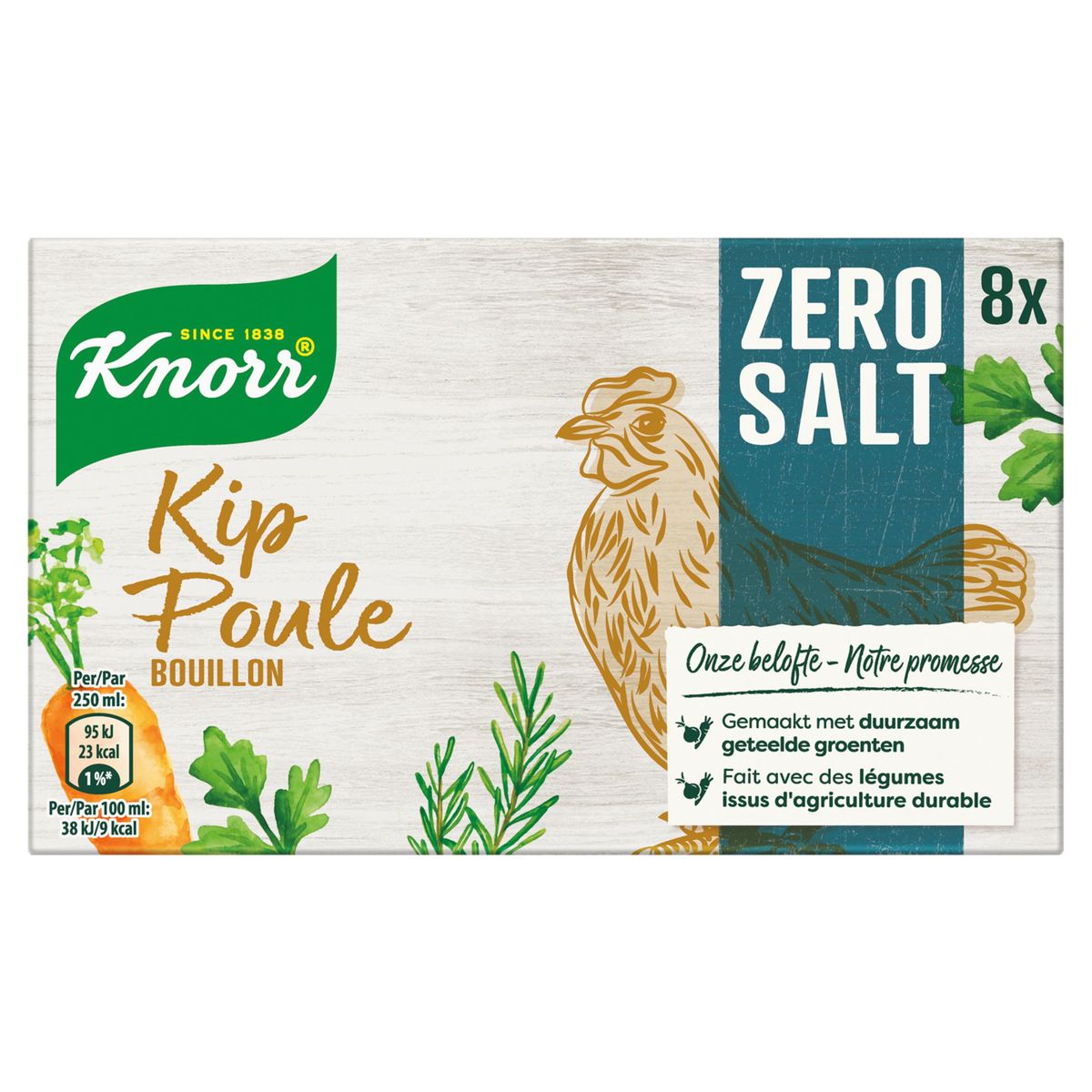 Knorr Sans Sel Cubes de bouillon Poule 8 x 9 g