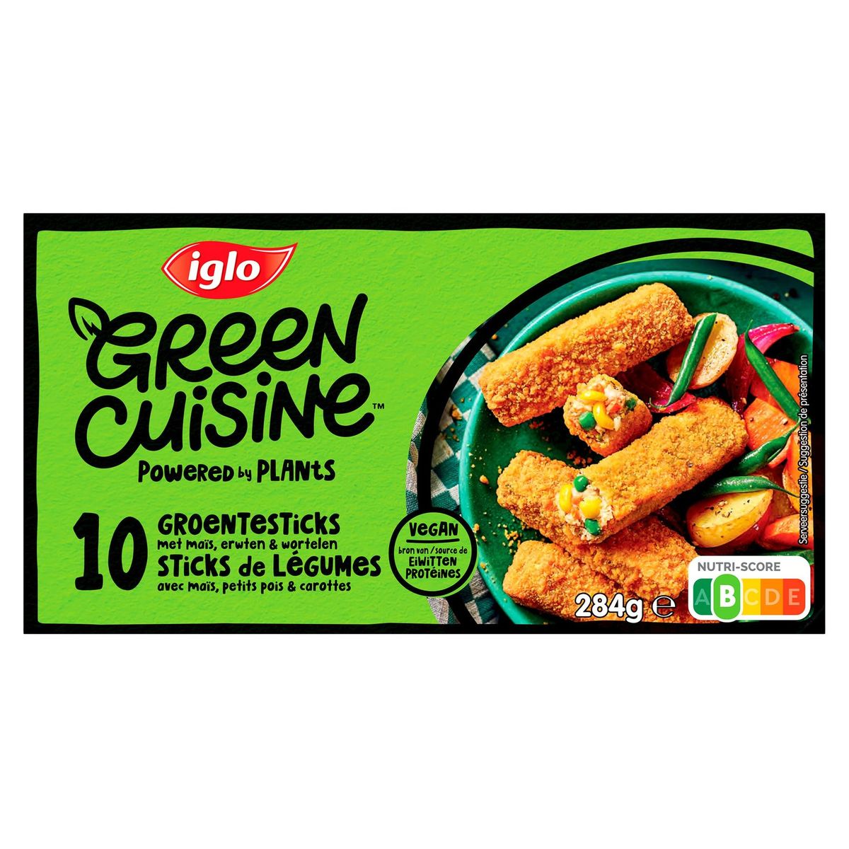 iglo Green Cuisine 10 Groentesticks met Maïs, Erwten & Wortelen 284 g