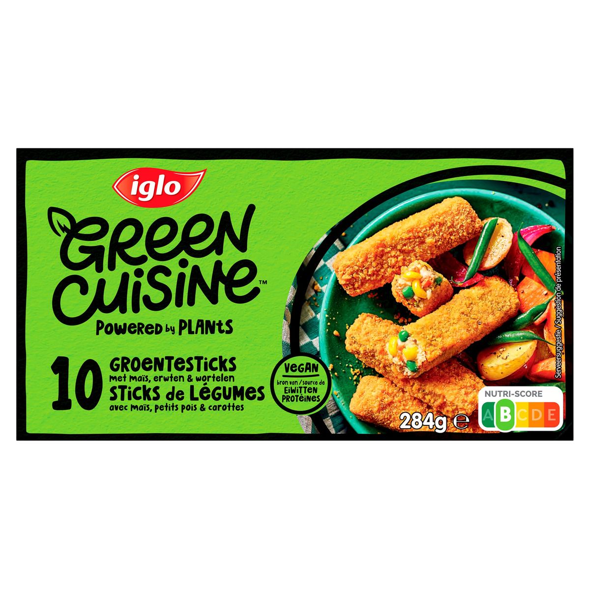 Iglo Green Cuisine 10 Groentesticks Maïs, Erwten & Wortelen 284 g