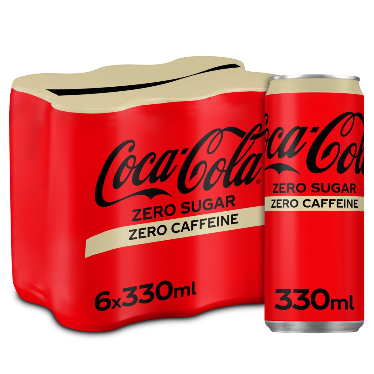 Coca-Cola Zero No Caffeine Coke Soft drink Canette 6 x 330 ml