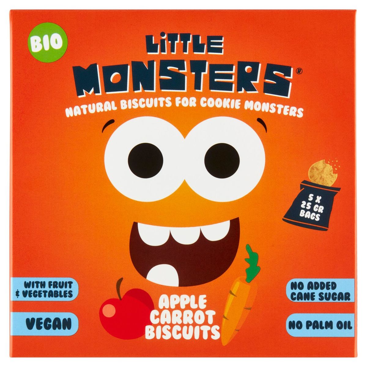 Little Monsters Bio Apple Carrot Biscuits 125 g Carrefour Site