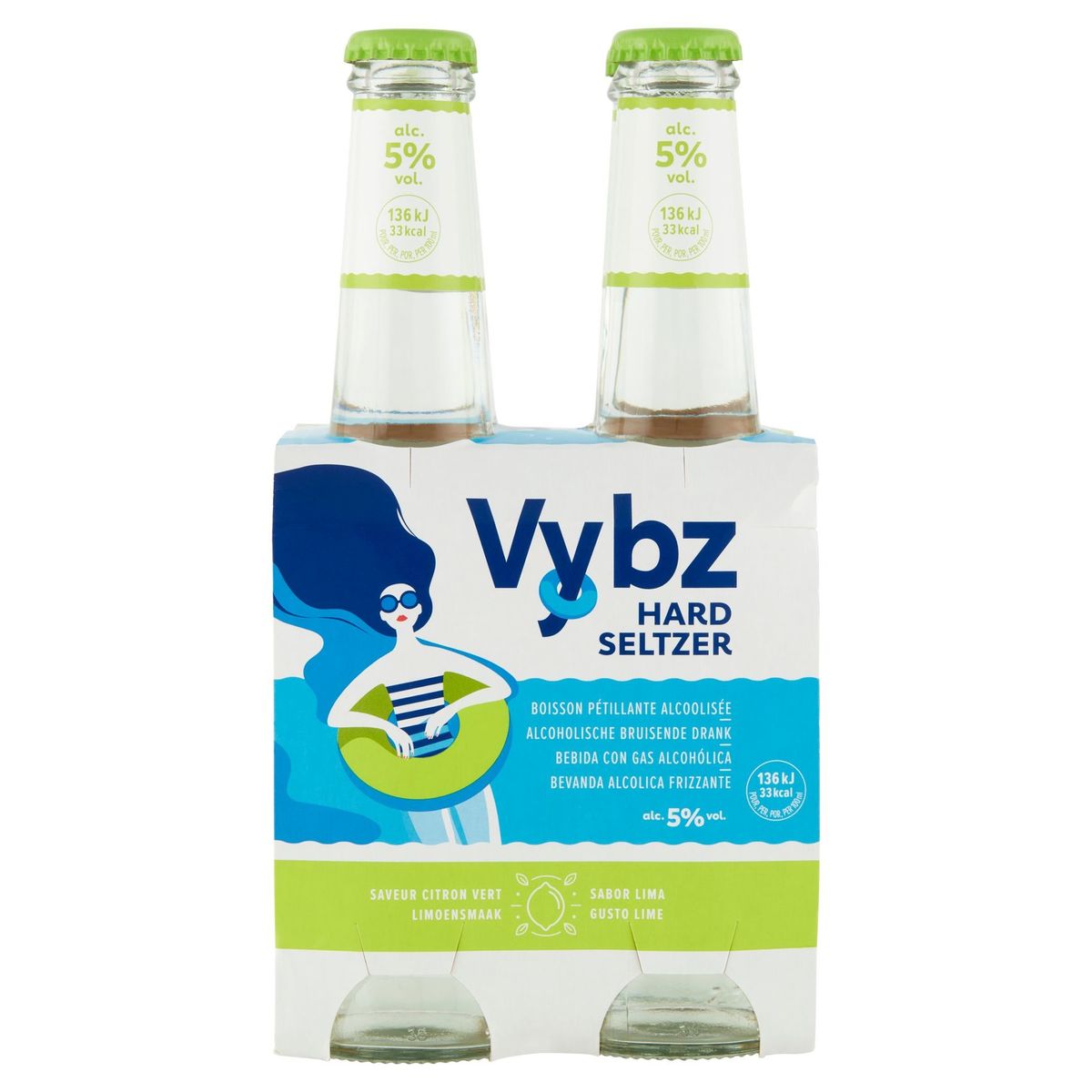 Vybz Hard Seltzer Saveur Citron Vert 4 x 27.5 cl