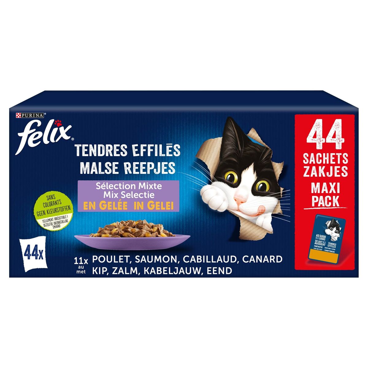 FELIX CAT Malse Reepjes Mix Selectie in Gelei (44x85g)x1