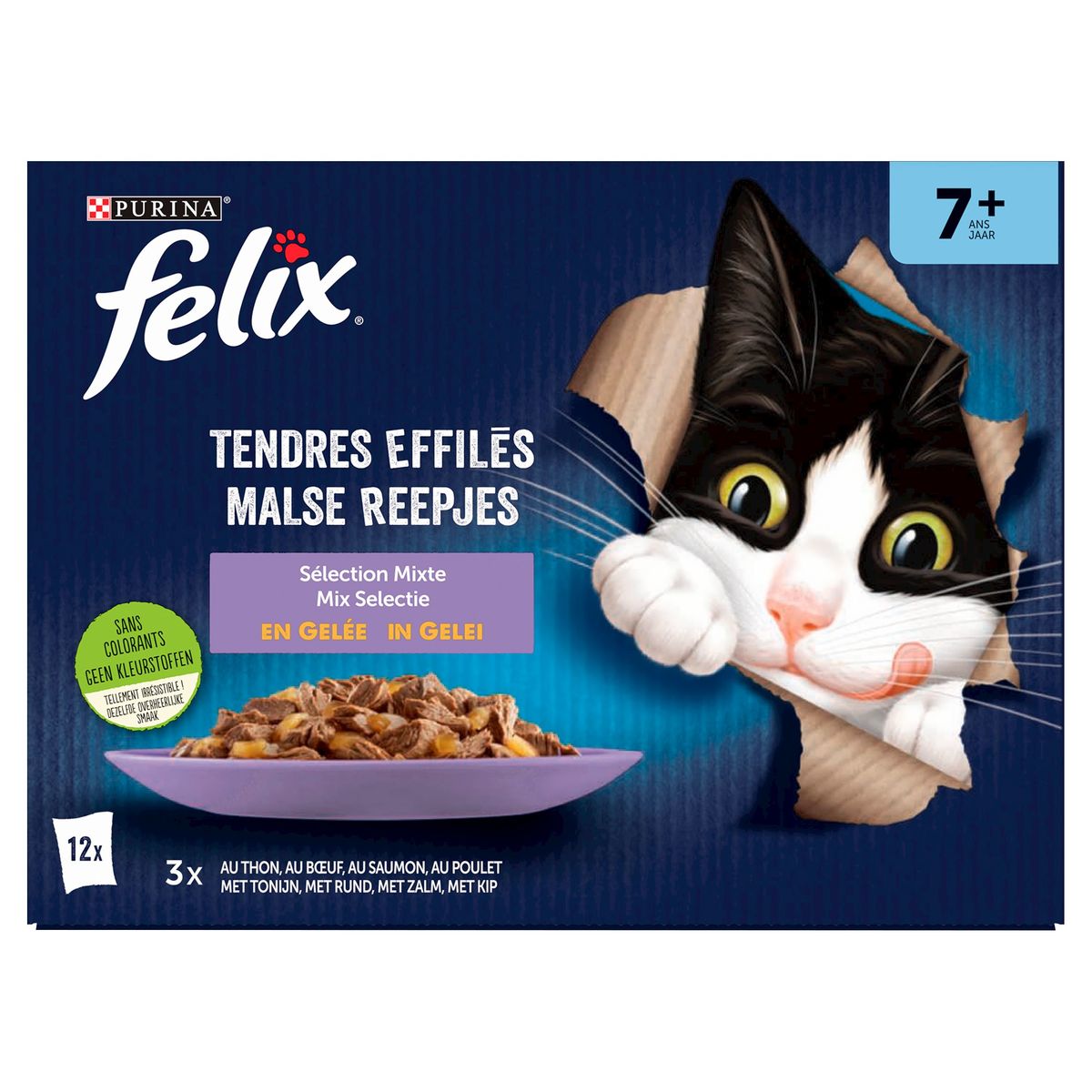 FELIX CAT Tendres Effilés Senior Sélection Mixte en Gelée (12x85g)x6