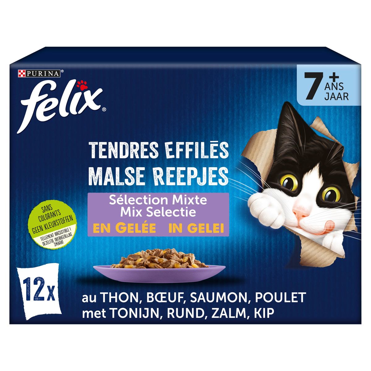 FELIX CAT Tendres Effilés Senior Sélection Mixte en Gelée (12x85g)x6