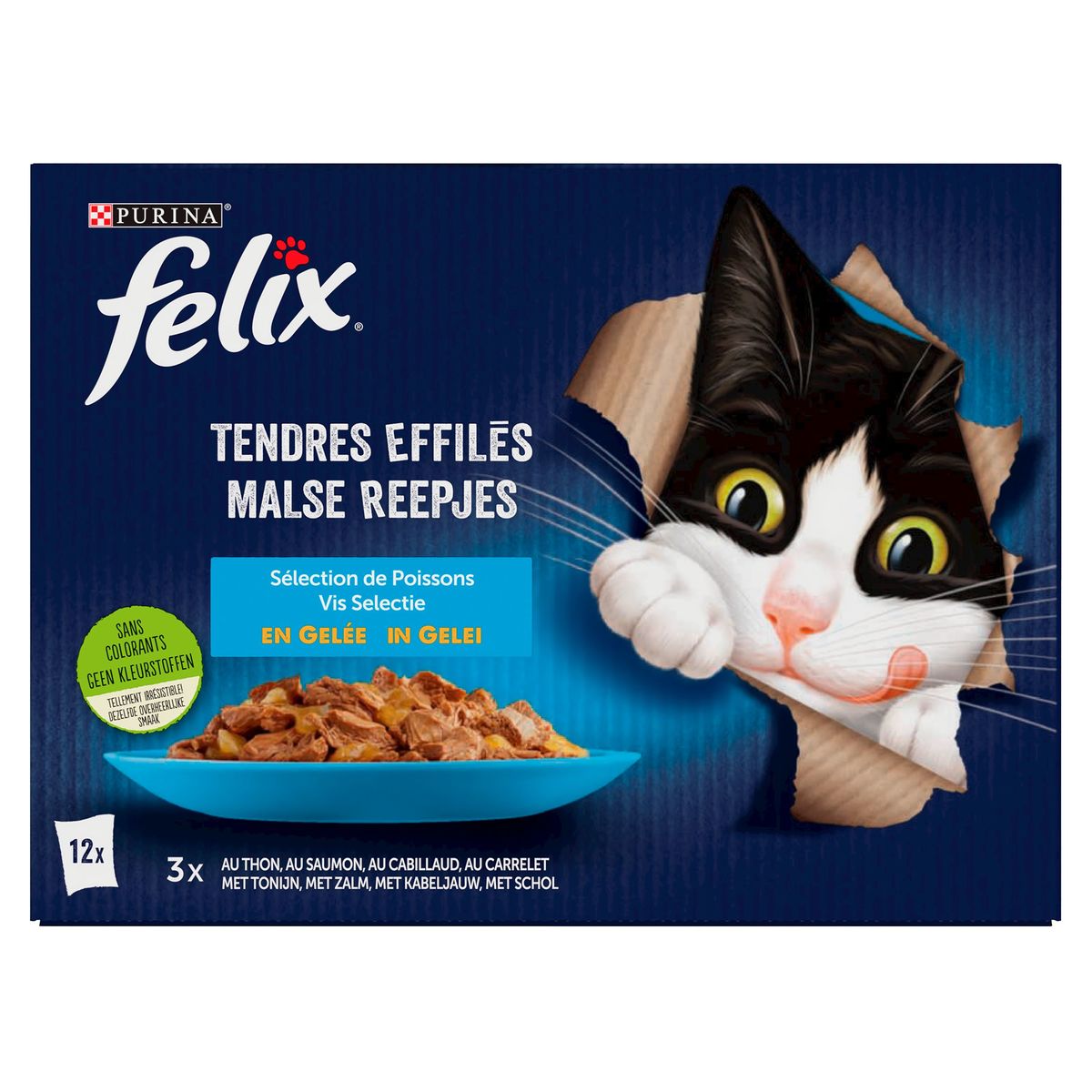 Felix Tendres Effilés Sélection de Poissons en Gelée 12 x 85 g