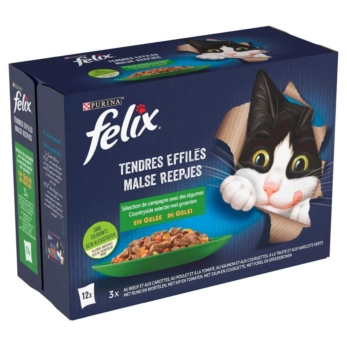 Felix Tendres Effilés Campagne en Gelée avec des Légumes (12 x 85 g) x 6