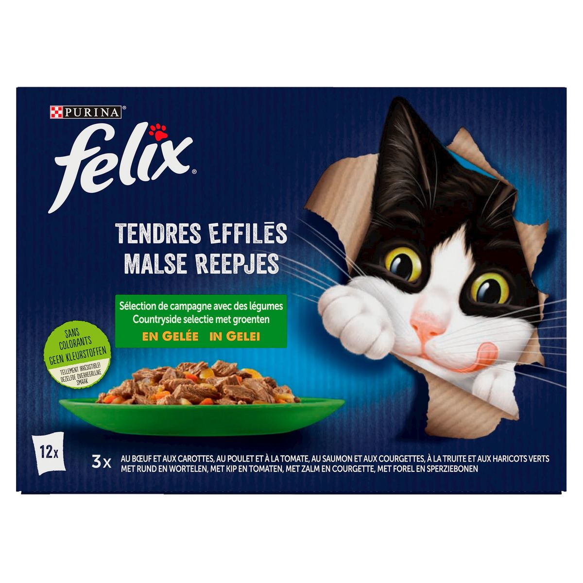 Felix Tendres Effilés Sélection Campagne Légumes en Gelée 12 x 85 g