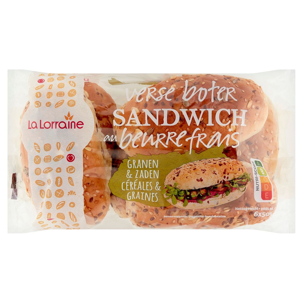 La Lorraine Meergranen Sandwich 6x50 g