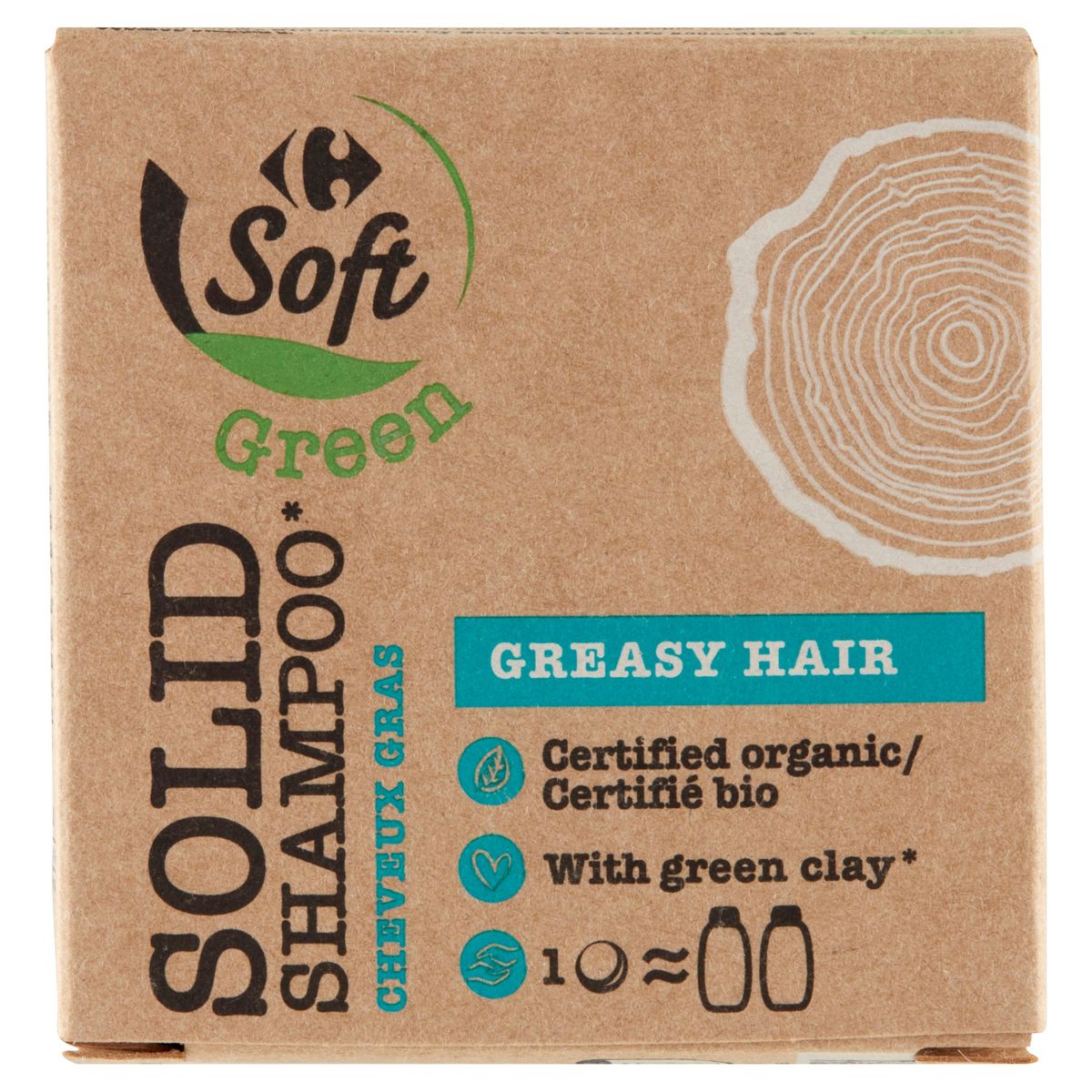 Carrefour Soft Green Solid Shampoo Cheveux Gras 75 g