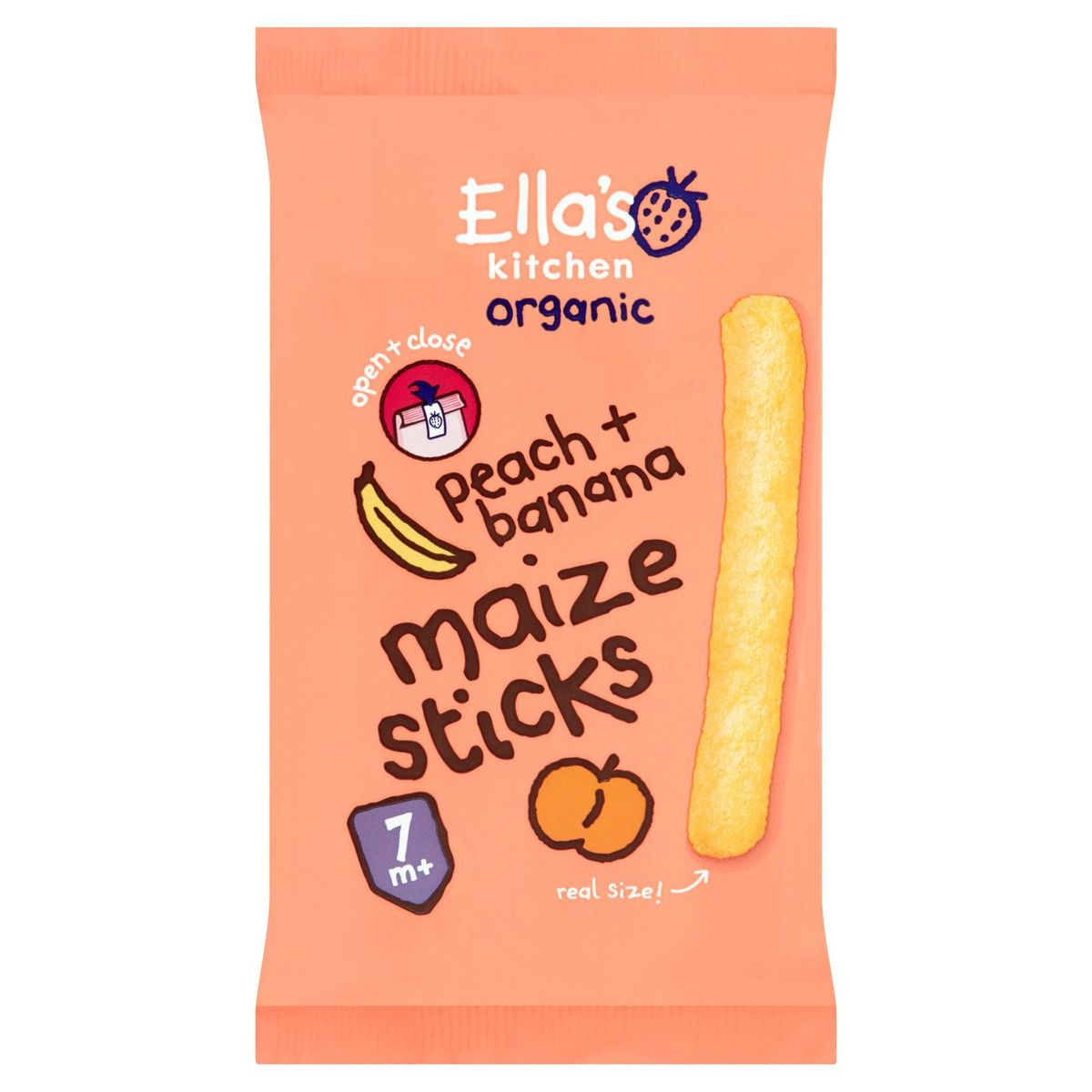 Ella's Kitchen Organic Peach + Banana Maize Sticks 7+ Maanden 16 g
