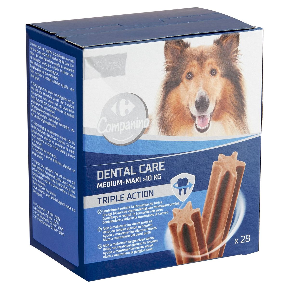 Carrefour Companino Dental Care Medium-Maxi >10 kg 28 Pièces 720 g