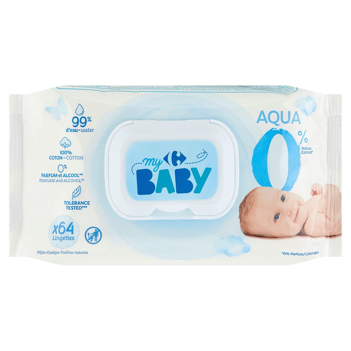 Carrefour Baby Aqua 64 Doekjes