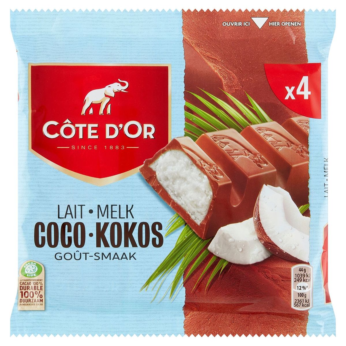 Côte d'Or Melk Kokos Smaak 4 x 44 g