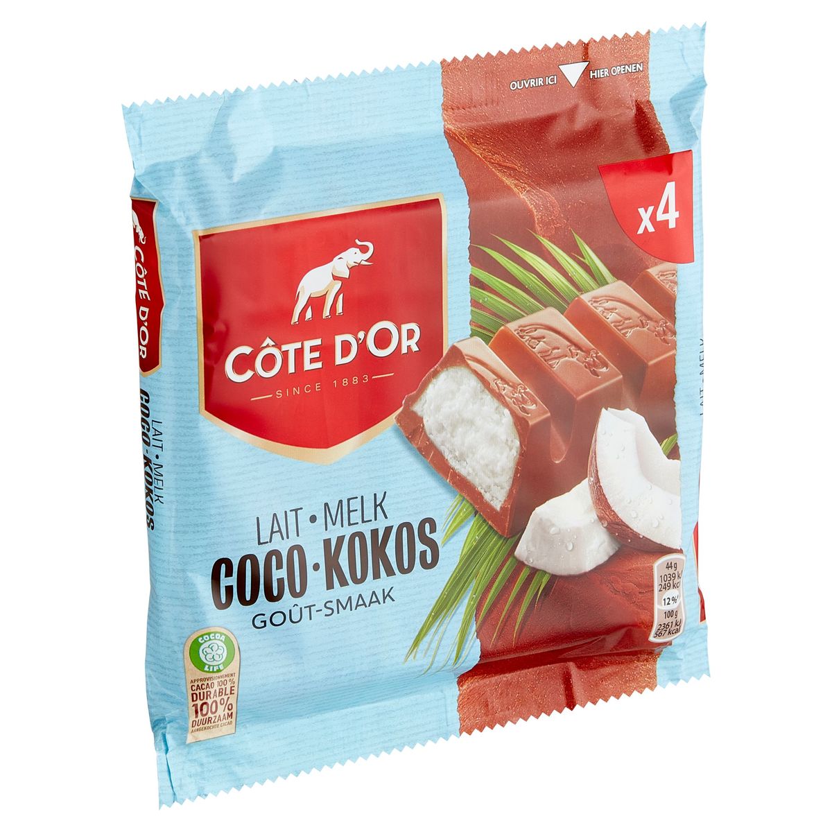 Côte d'Or Chocolade Repen Melkchocolade met kokos 4 x 44 g