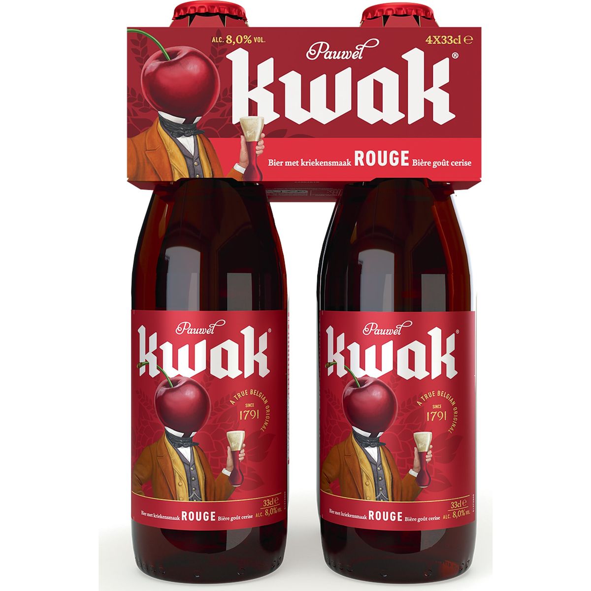 Kwak Rouge Bière Goût Cerise Bouteilles 4x33cl