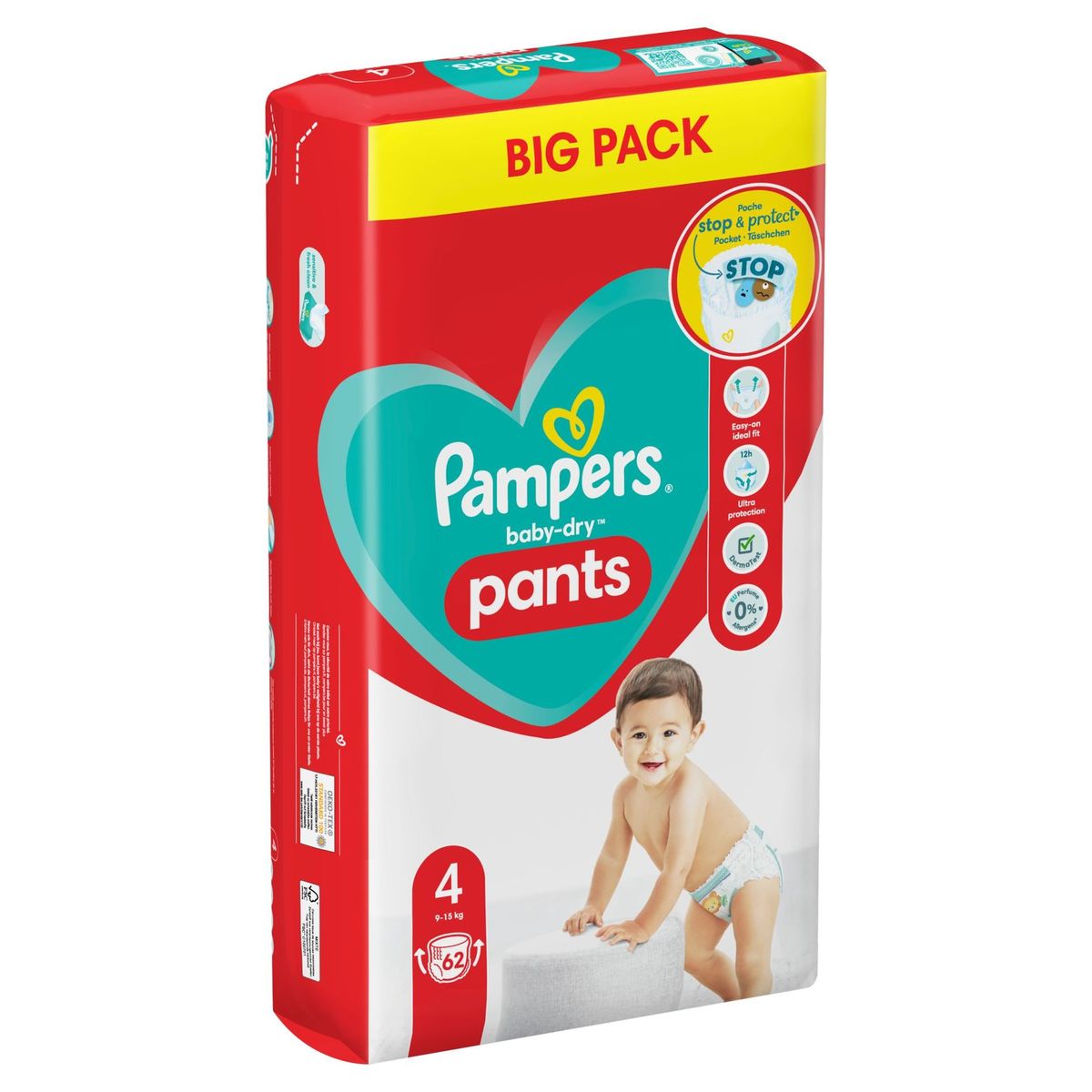 Pampers Baby-Dry Pants Couches-Culottes Taille 4, 62 Langes, 9kg-15kg