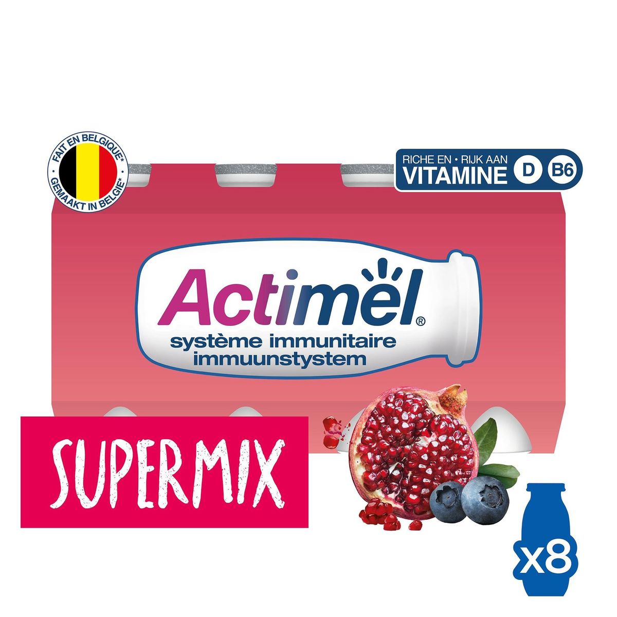 Actimel Supermix Yaourt à Boire Grenade & Myrtille 8 x 100 g