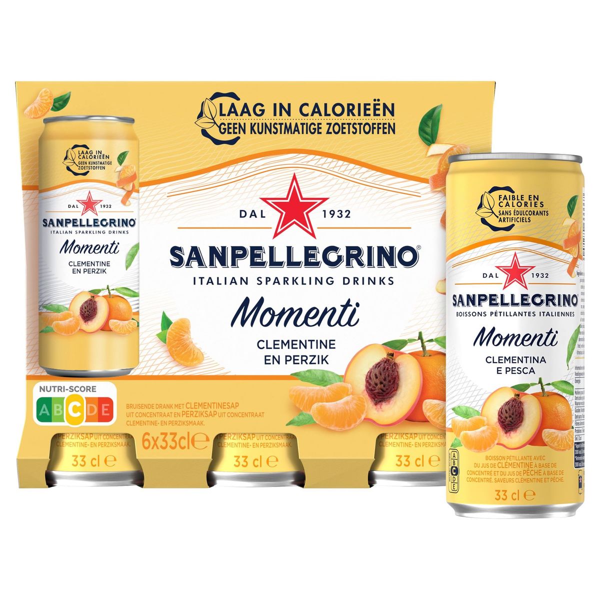 Sanpellegrino Momenti clementine en perzik 6 x 33cl