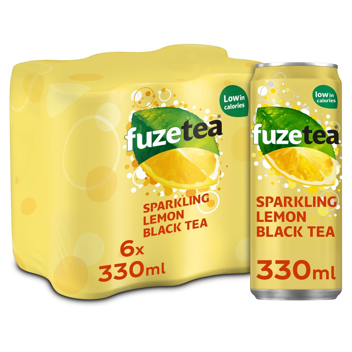 Fuze Tea Black Tea Lemon Sparkling  Iced Tea 6 x 330 ml