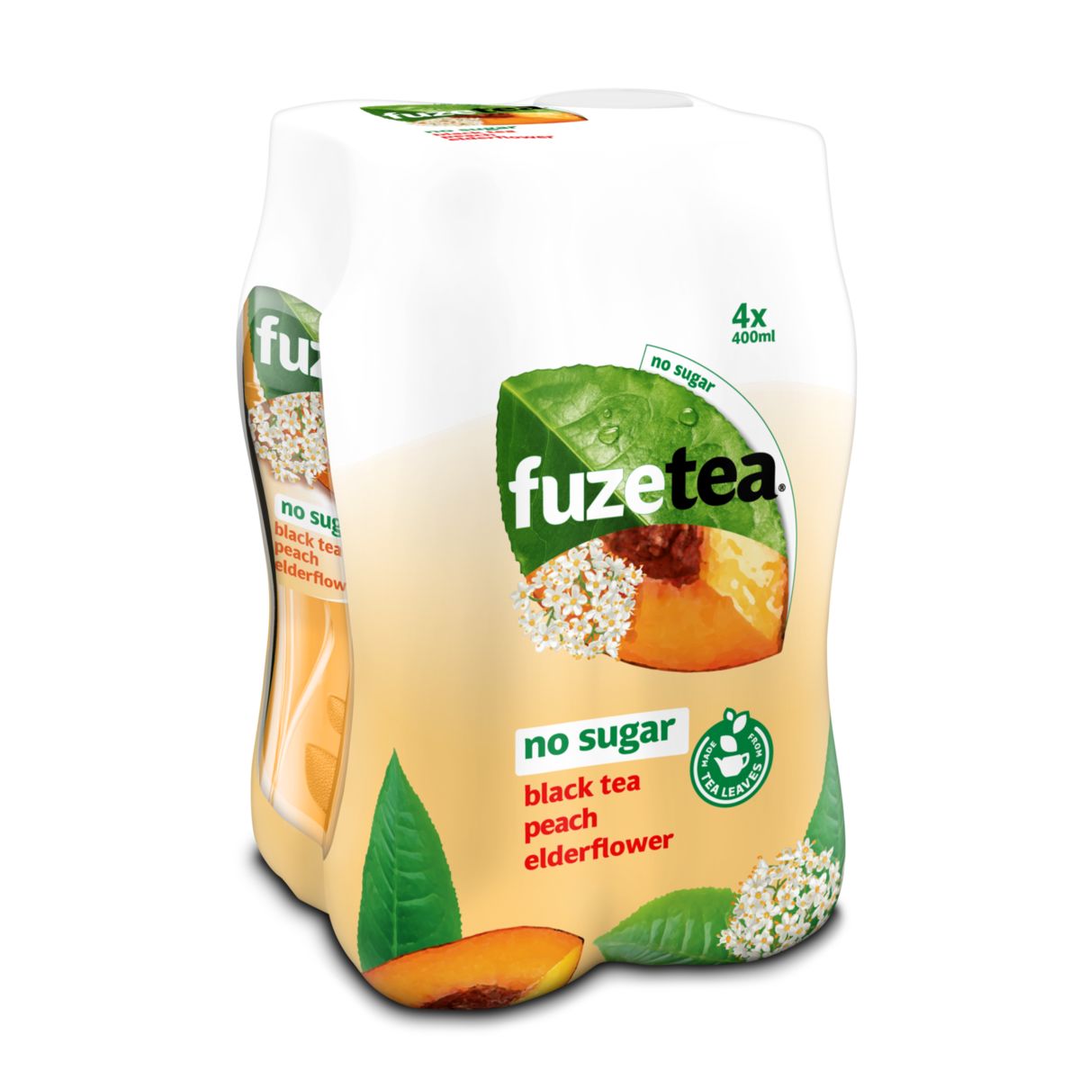 Fuze Tea Black Tea Peach Elderflower No Sugar Iced Tea 4 x 400 ml