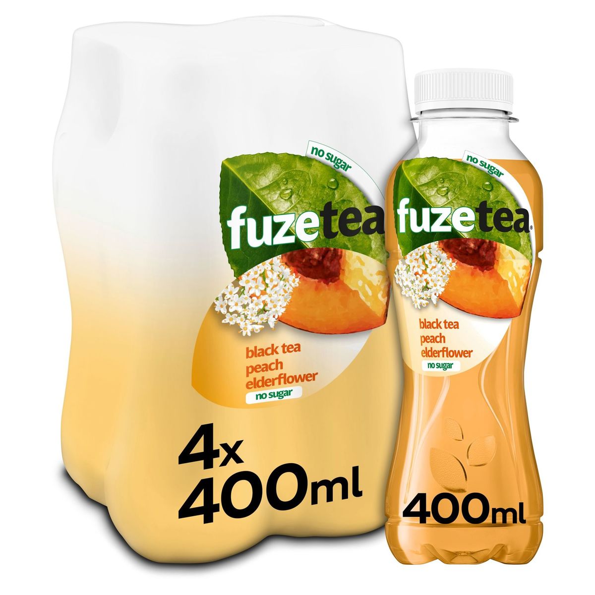 Fuze Tea Black Tea Peach Elderflower No Sugar Iced Tea 4 x 400ml