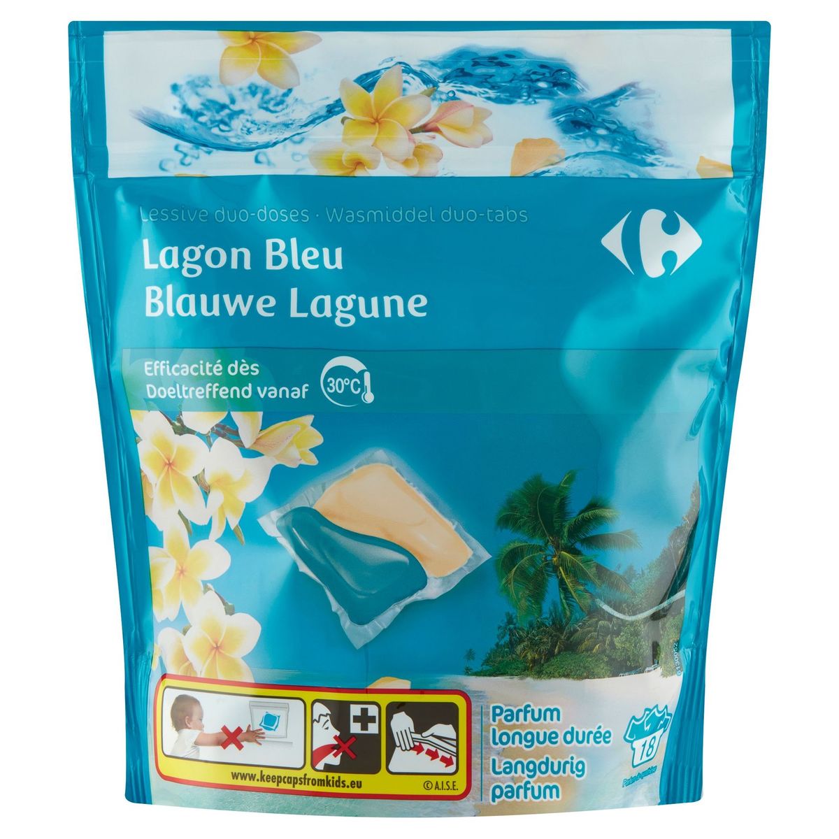 Carrefour Lessive Duo-Doses Lagon Bleu 18 Lavages