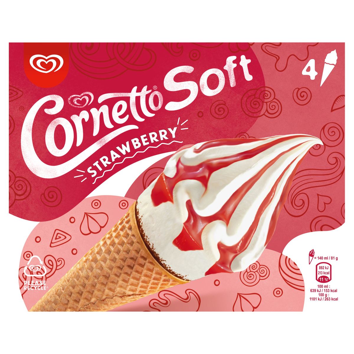 Cornetto Ola Glace Soft Strawberry multipack4x140 ml