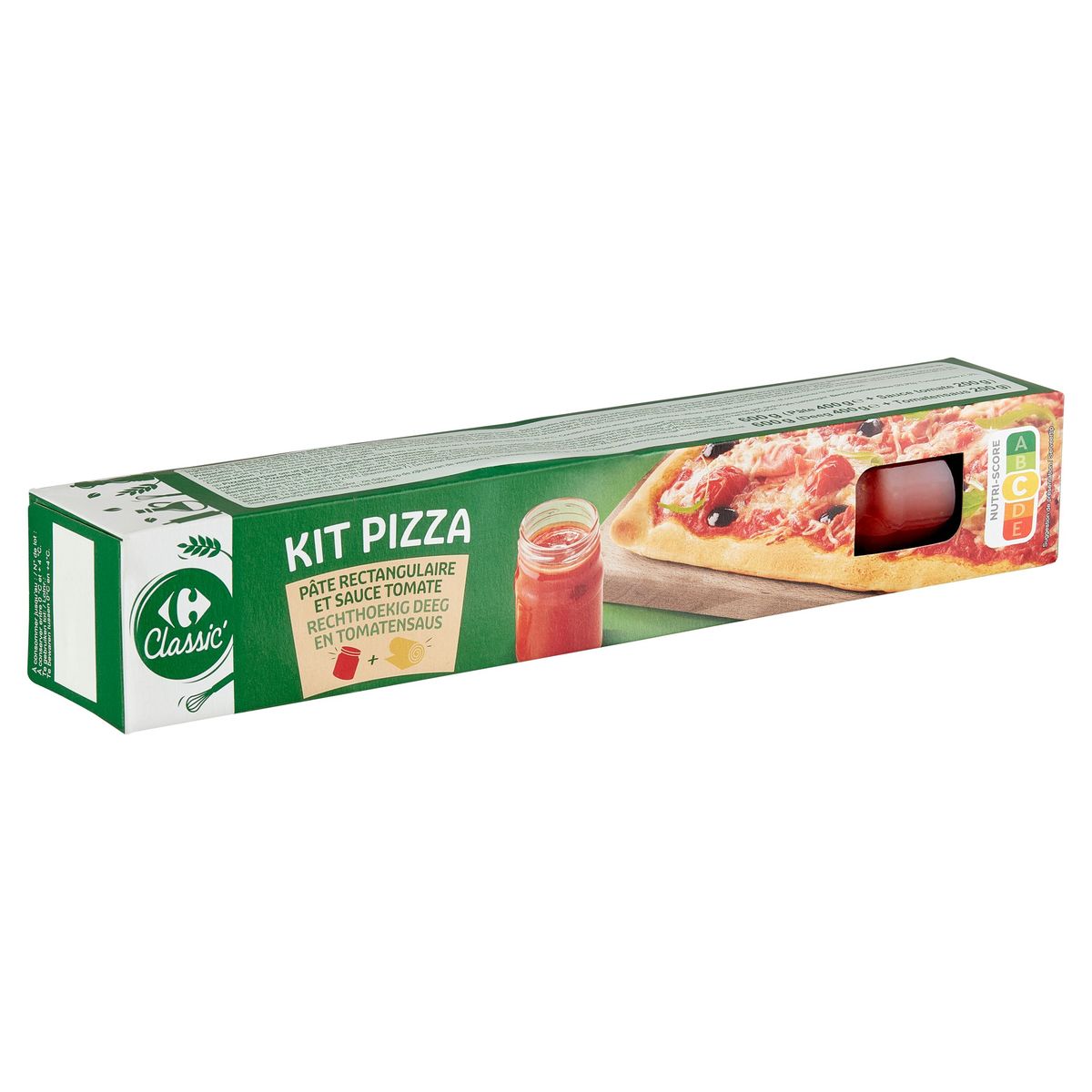 Carrefour Classic' Kit Pizza Pâte Rectangulaire et Sauce Tomate 600 g