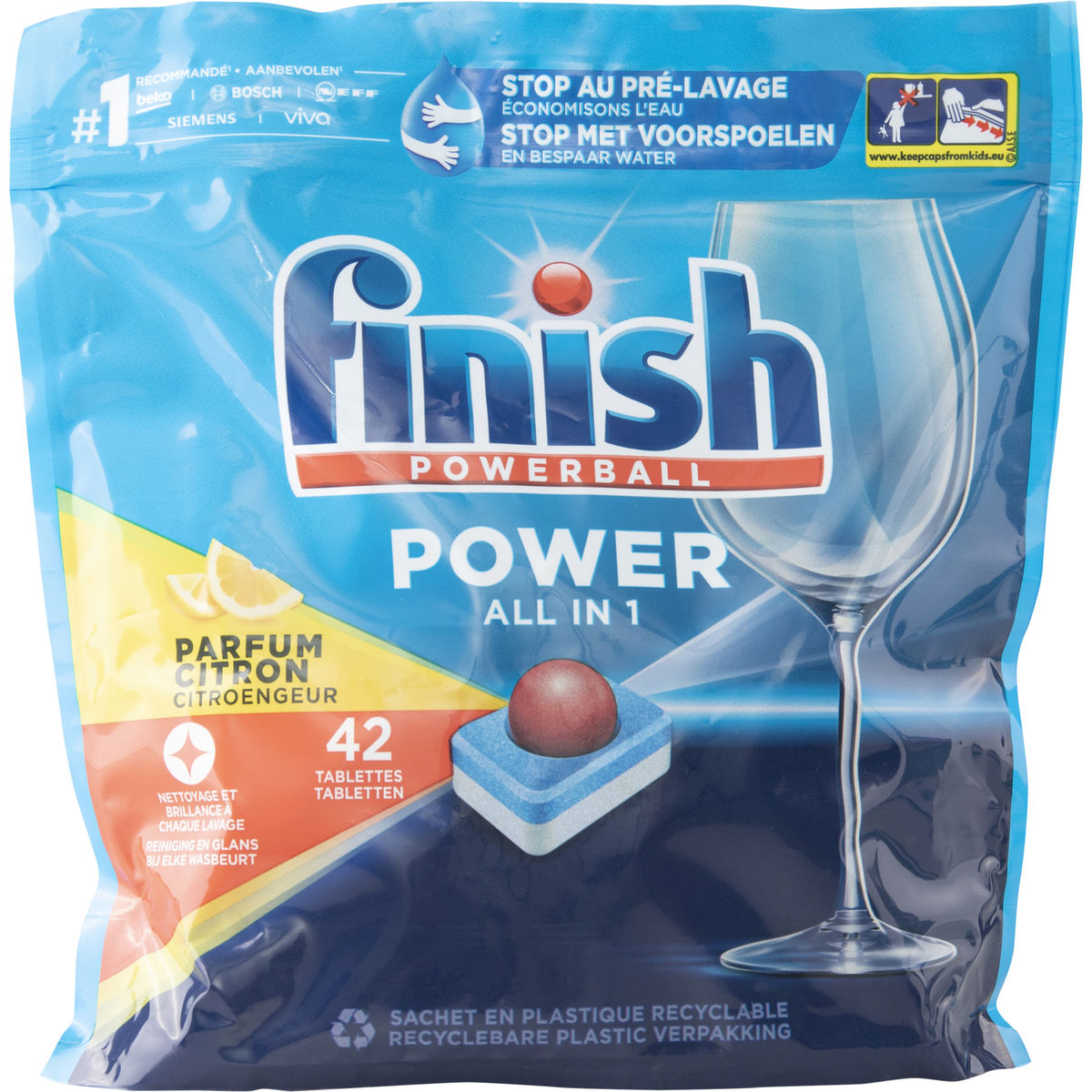 Finish Power all in 1 Citron Tablettes de lave-vaisselle - 42 tabs