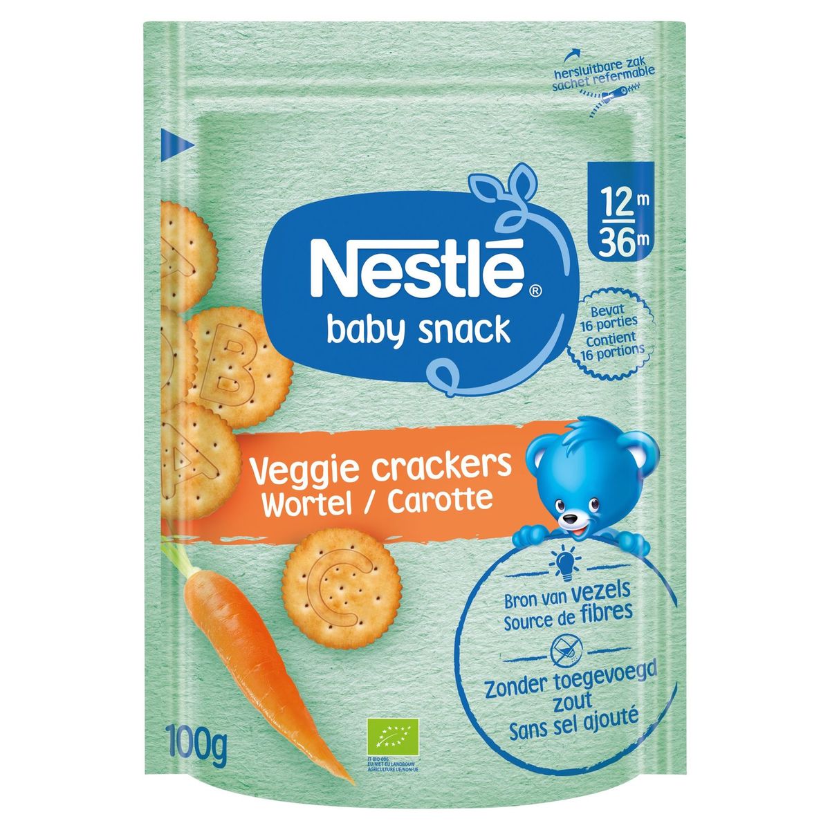 Nestlé Baby Snack Veggie Cracker Wortel vanaf 12 maanden 100g