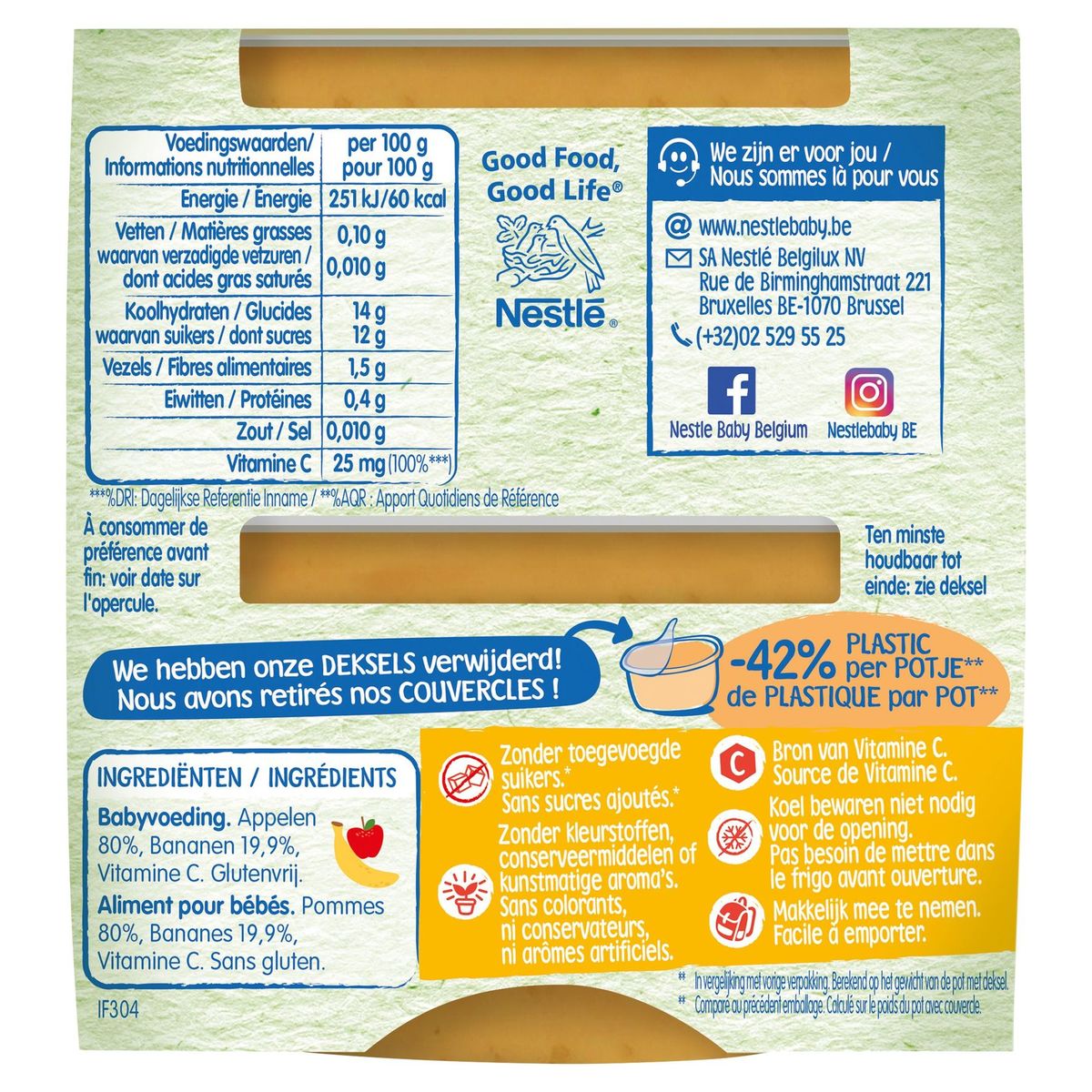 Nestlé Baby Fruit Appel Banaan vanaf 4 maanden 2x130g