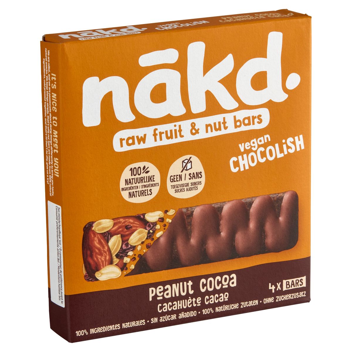 Nākd Raw Fruit & Nut Bars Peanut Cocoa 4 x 30 g