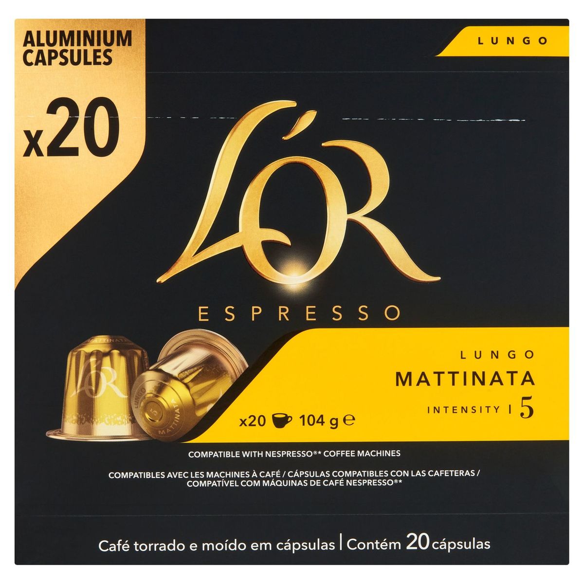 L'OR koffie Capsules Espresso Mattinata Intensiteit 5 20 stuks