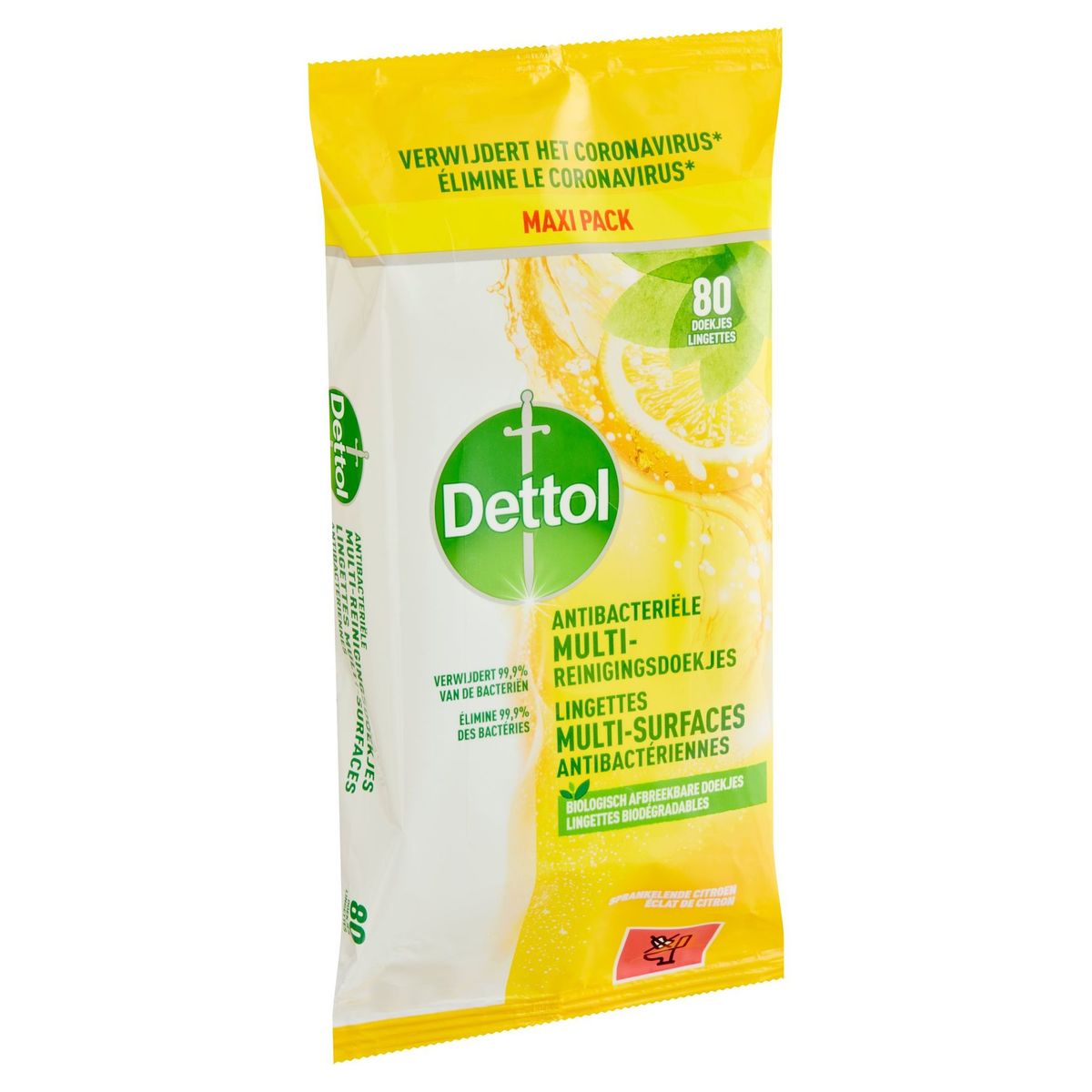 Dettol Lingettes Multi-Surfaces Antibactériennes Citron 80 Ps